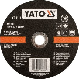 YATO TARCZA DO CIĘCIA METALU 180x1,5x22mm 5925