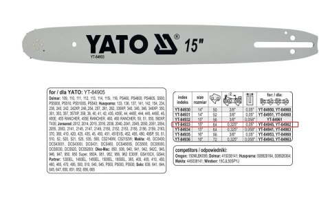 YATO PROWADNICA ŁAŃCUCHA 38cm/64/325"/1,3