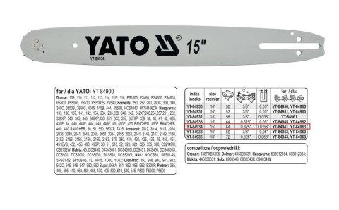 YATO PROWADNICA ŁAŃCUCHA 38cm/64/325"/1,5