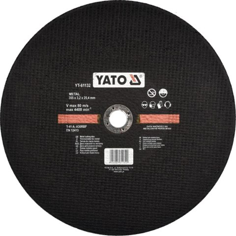 YATO TARCZA DO CIĘCIA MET. 355x3,2x25,4MM