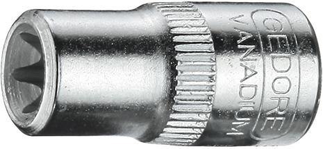 GEDORE 6193960  Hylsyavain 1/4" TORX TX E10 6193960 Socket 1/4" for protruding TX head screws  1/4" TORX TX E10 M8 L25mm