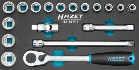 HAZET 163-191/18 Socket set 1/2", 10-27 in tool-module. For tool trolleys