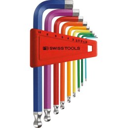 Zestaw kluczy trzpieniowych, imbusowych 6-kątnych 9-częśc.,1,5-10mm Rainbow z kulką PB Swiss Tools PB 212.H-10 RB