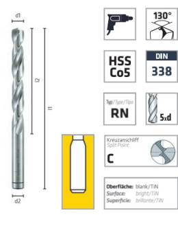 Twist drill set 1,0-10,0 mm HSS-E / HSS-Co / HSS Co5 DIN 338 ALPEN COBALT 001022191 0000102219100 9002741123339