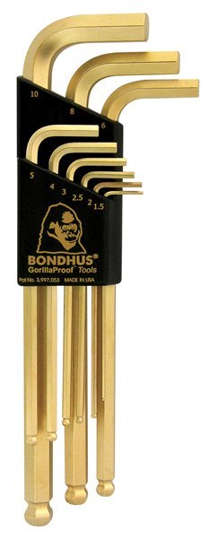 BONDHUS 38099 1,5-10 mm kuusiokoloavainsarja , L-avainsarja,9 kappaletta GoldGuard 38099 Ball end long arm hex key set 1,5-10